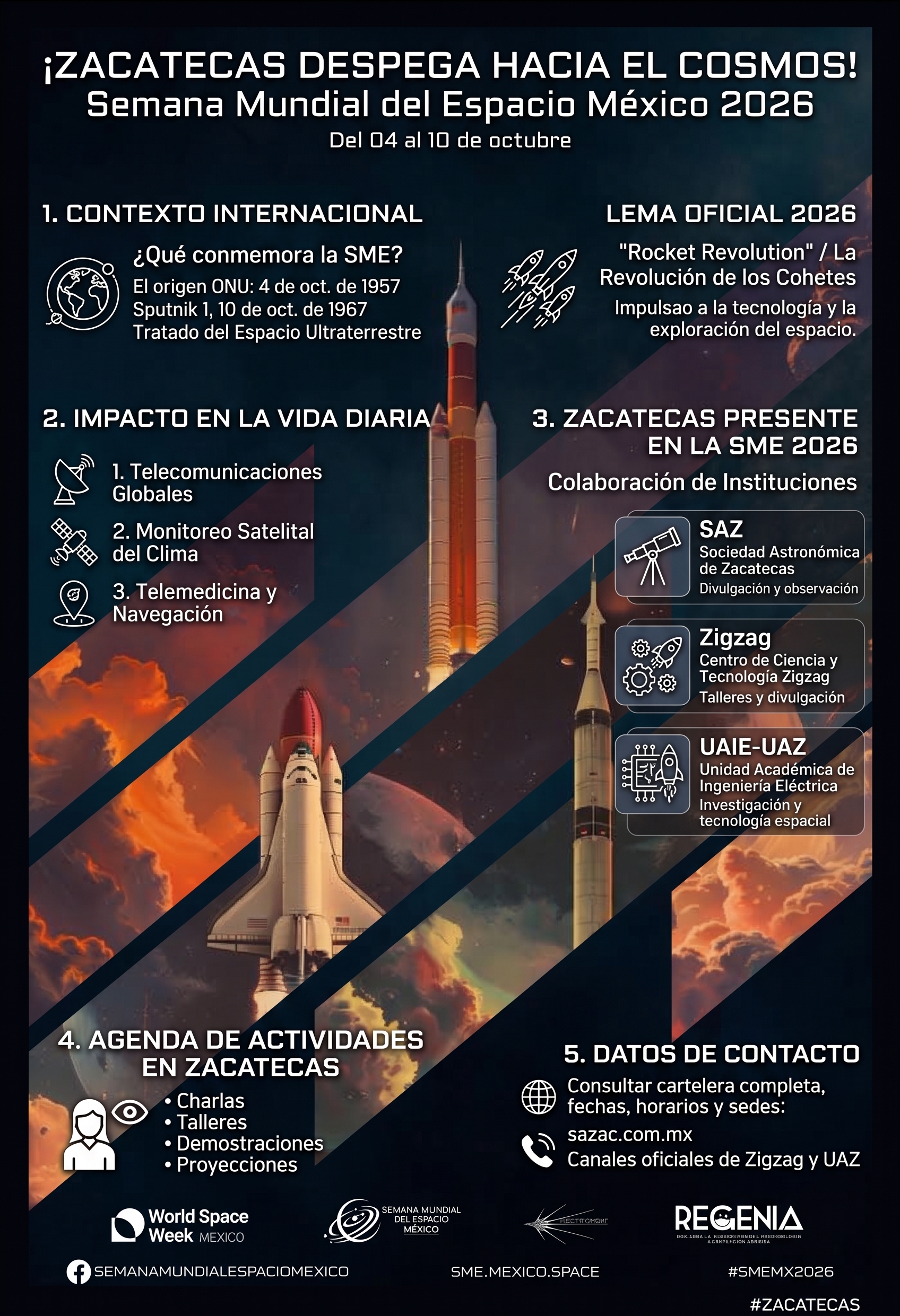 La Sociedad Astronómica de Zacatecas conmemora la Semana Mundial del Espacio 2026 con charlas académicas y observaciones públicas