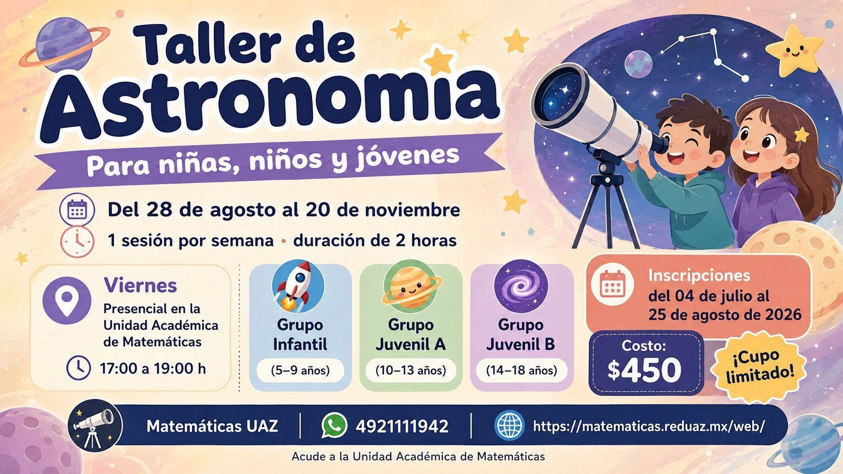 Taller de Astronomía en la Unidad Académica de Matemáticas